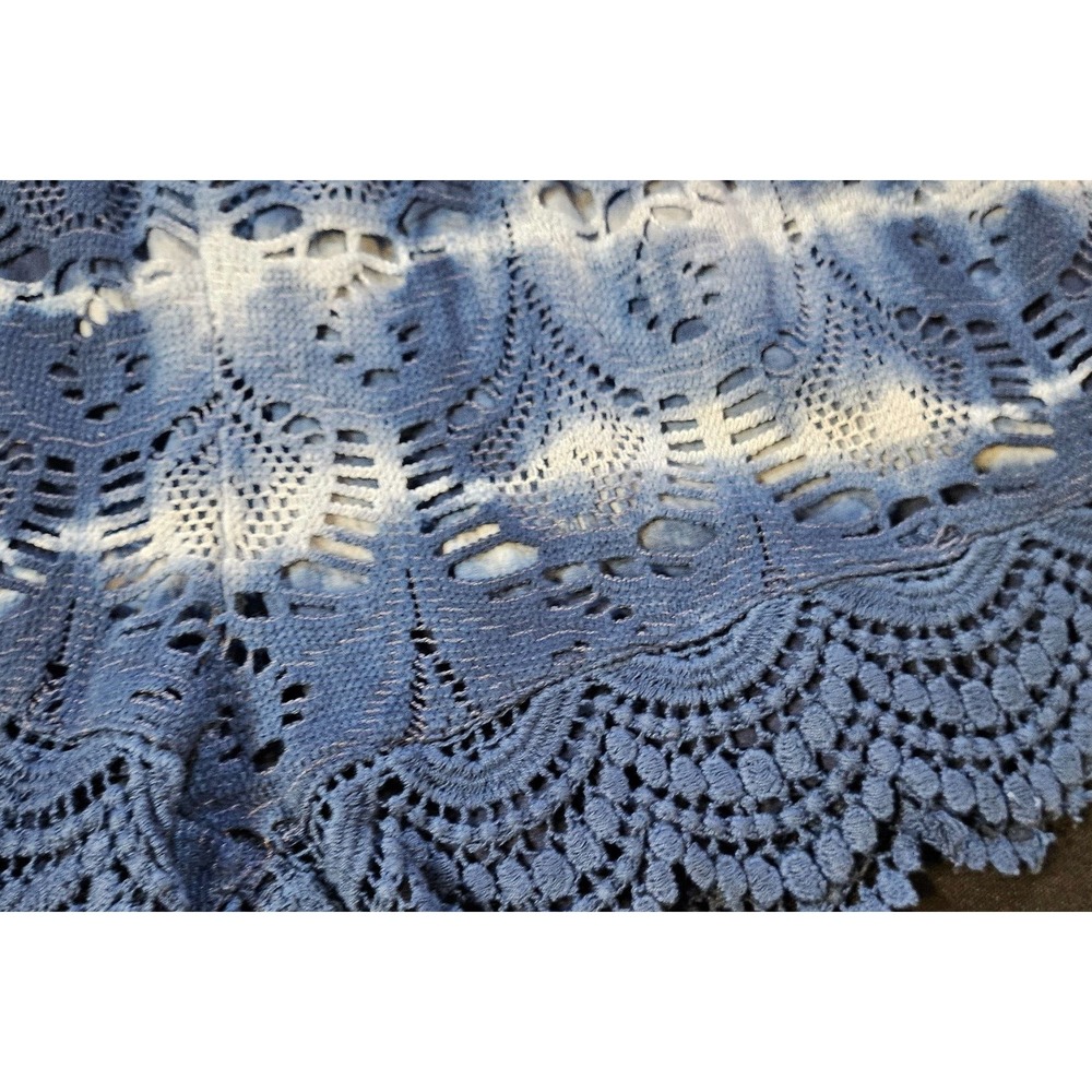 Indigo Rein Tie-Dye Crochet High Waisted Lace Trim Shorts Navy White Womens S